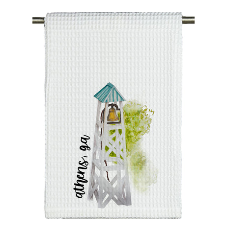 Athens Georgia Bell Watercolor Microfiber Tea Towel