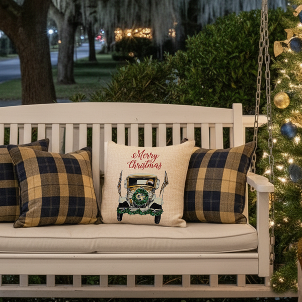 Christmas Wreck Watercolor Georgia Tech Pillow