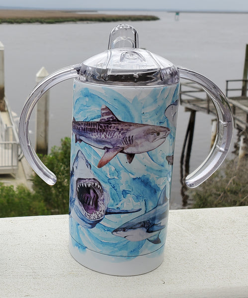 Shark Sippy Cup - Stainless Steel Watercolor