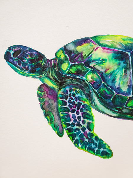 Green Sea Turtle Original Watercolor Painting
