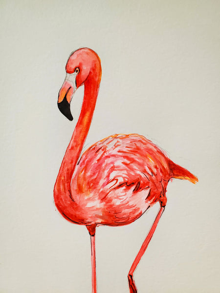 Flamingo 1 & 2 Original Watercolor Painting
