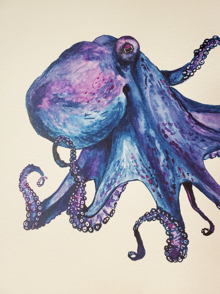 Purple Octopus Original Watercolor Painting