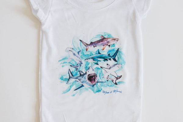 Sharks Watercolor Onesie