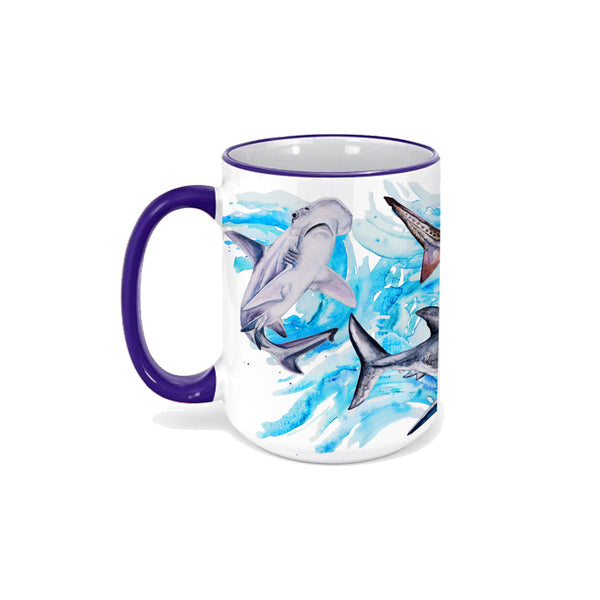 Shark Mug 15oz - Ceramic Watercolor