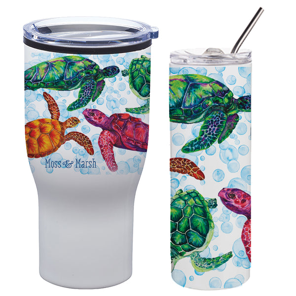 Sea Turtle Tumblers - Stainless Steel Watercolor