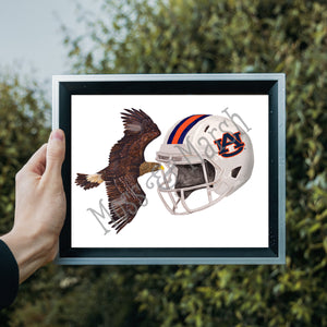 War Eagle + Helmet- Auburn University Collage Print
