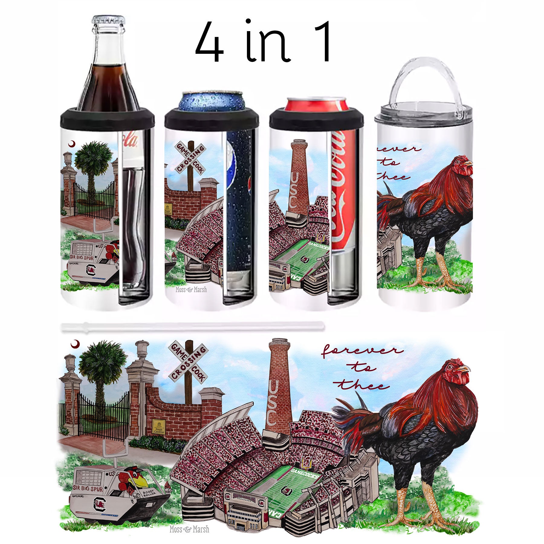 University of South Carolina Watercolor - 4 in 1 Can Cooler