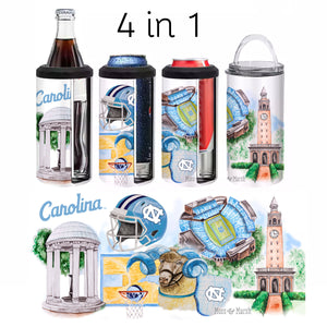 The University of North Carolina Watercolor - 4 in 1 Can Cooler