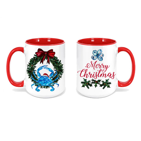 Blue Crab Coastal Christmas Mug