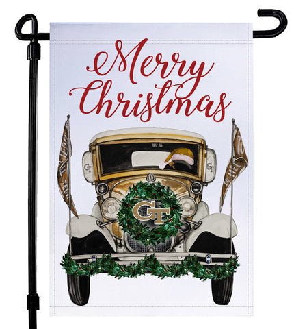 Christmas Wreck Watercolor Tech Garden Flag