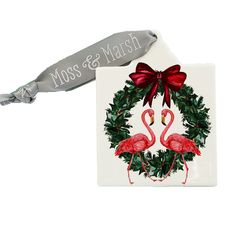 Flamingo Coastal Christmas Ornament