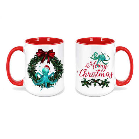 Octopus Coastal Christmas Mug