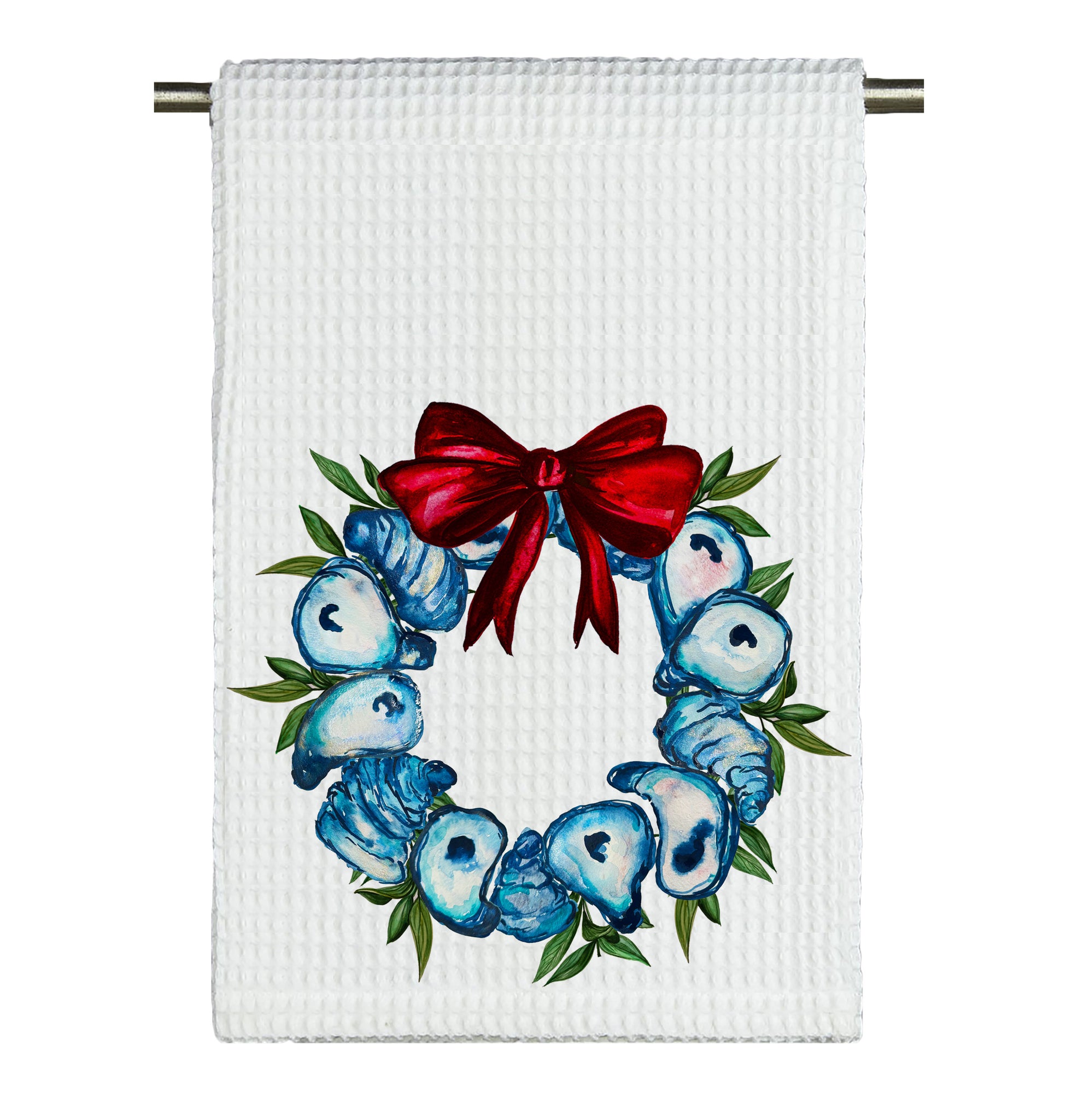 Oyster Coastal Christmas Tea Towel