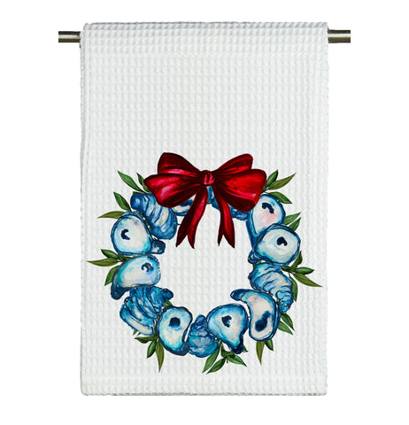 Oyster Coastal Christmas Tea Towel