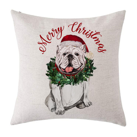 Santa Bulldog Watercolor Georgia Pillow