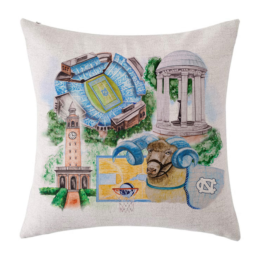 The University of North Carolina Watercolor Pillow