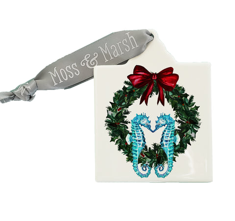 Seahorse Coastal Christmas Ornament