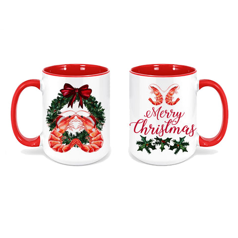 Kissmas Shrimp Coastal Christmas Mug