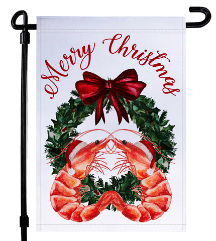 Kissmas Shrimp Coastal Christmas Garden Flag