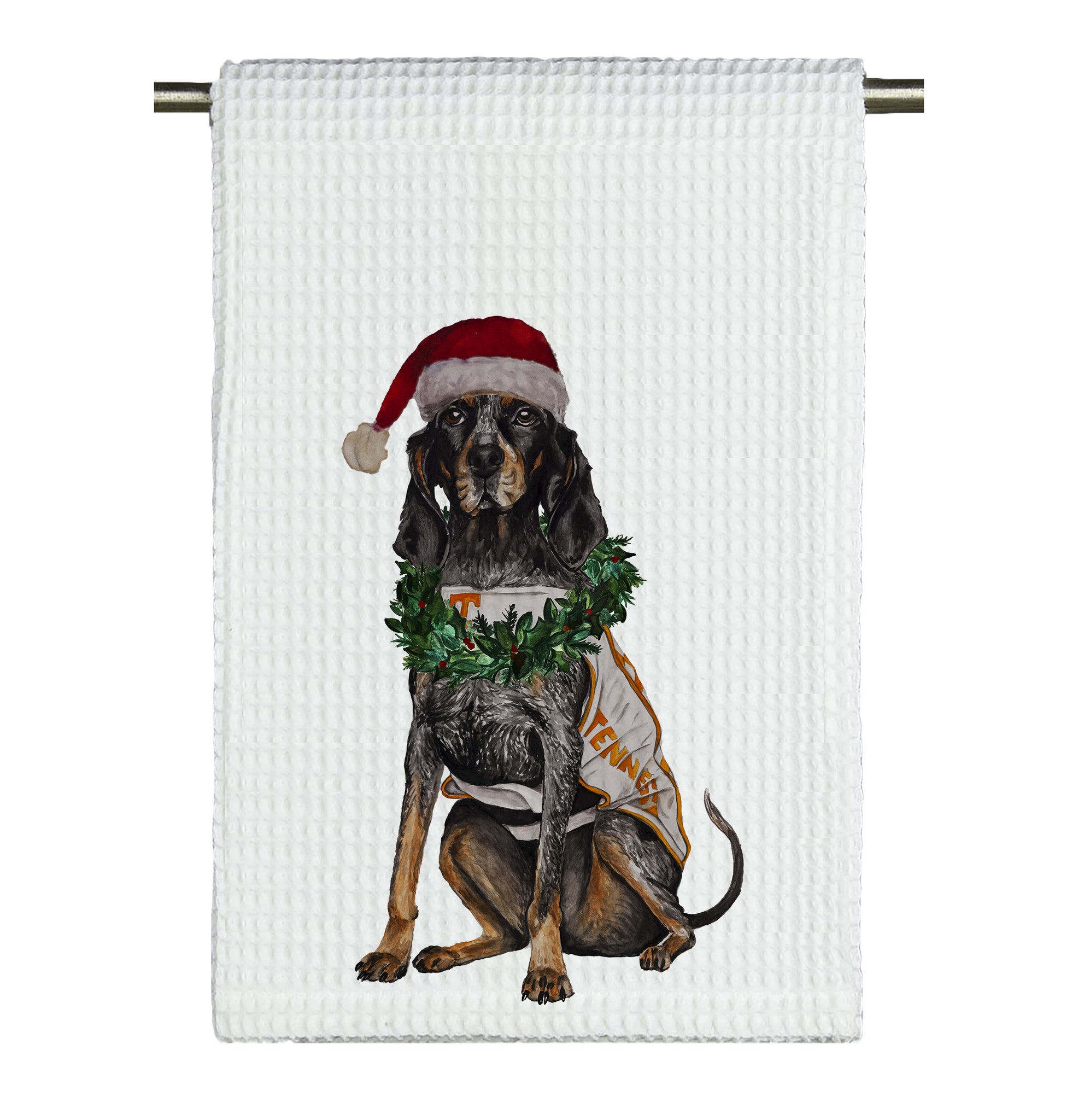 Santa Smokey Watercolor Tea Towel