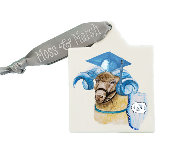 University of North Carolina Rameses Graduate Watercolor Ornament