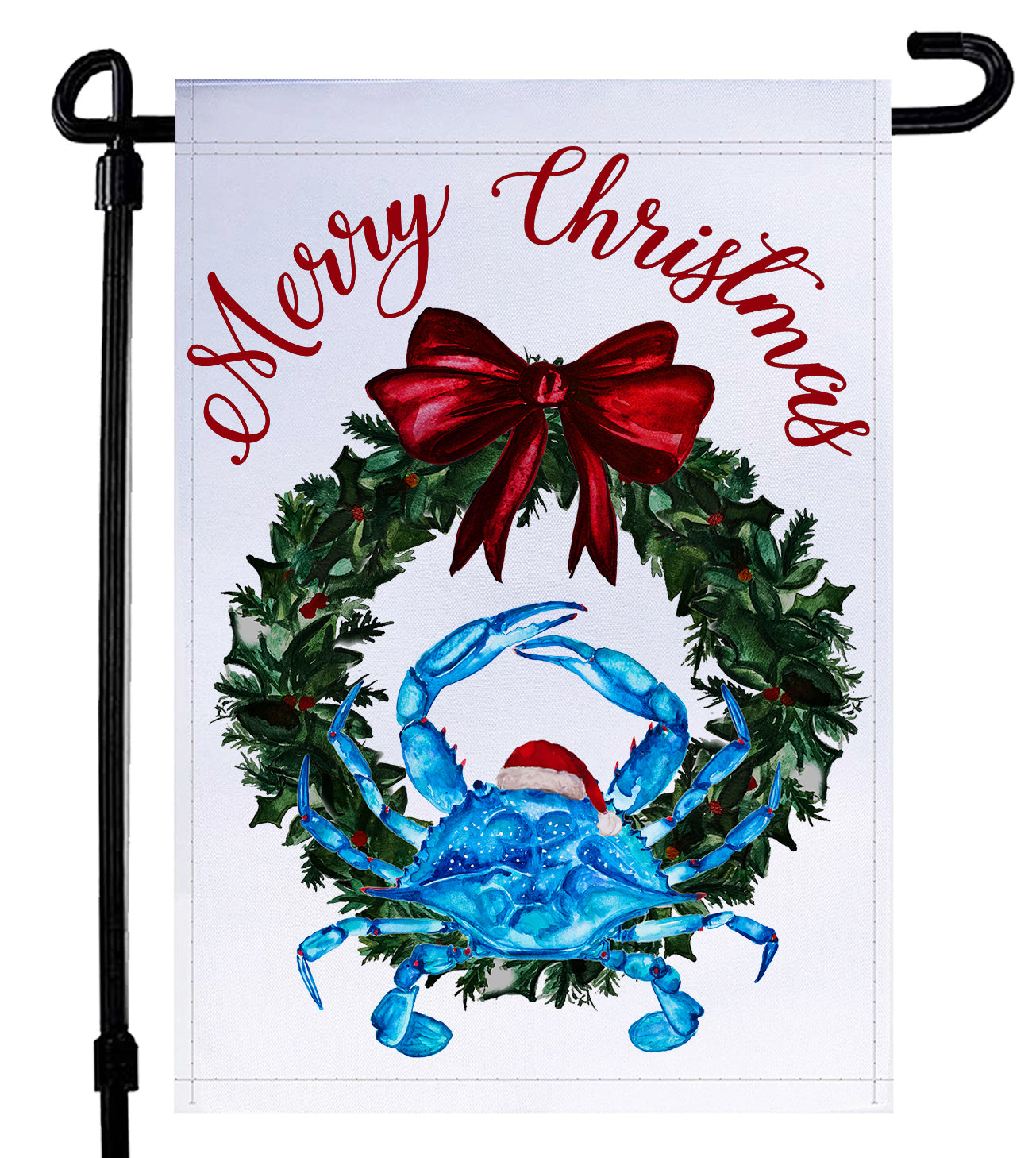 Blue Crab Coastal Christmas Garden Flag