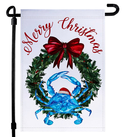 Blue Crab Coastal Christmas Garden Flag