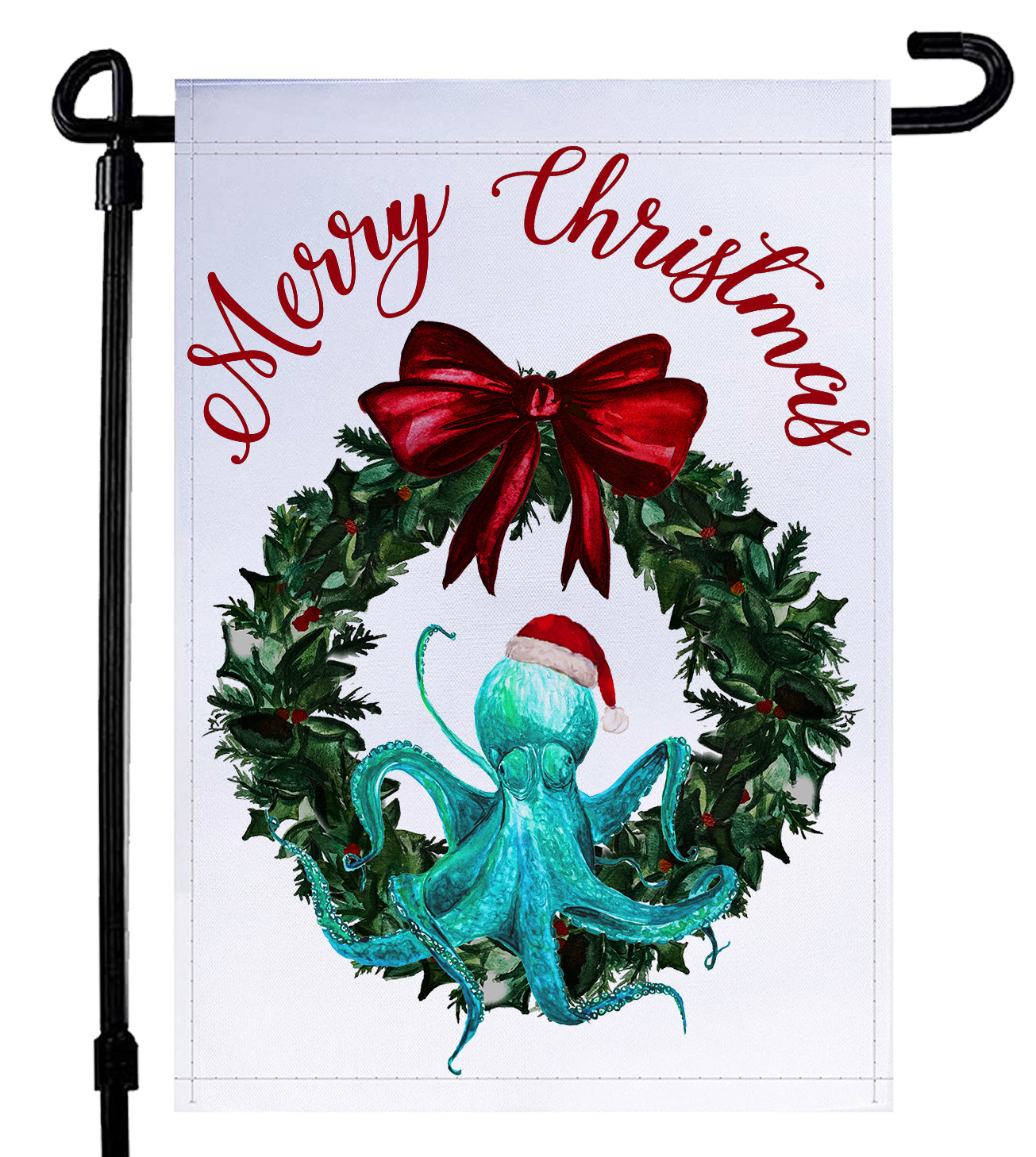 Octopus Coastal Christmas Garden Flag