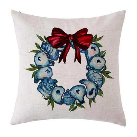 Oyster Coastal Christmas Pillow