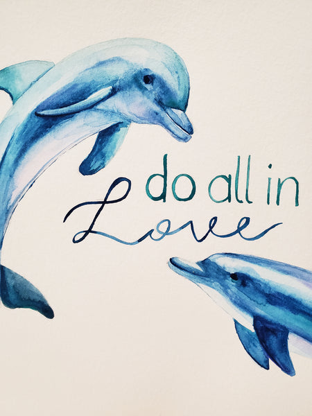 Dolphins Scripture Original Watercolor Painting