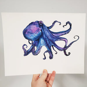 Purple Octopus Original Watercolor Painting