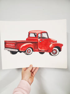 Vintage Chevy Truck Original Watercolor Painting