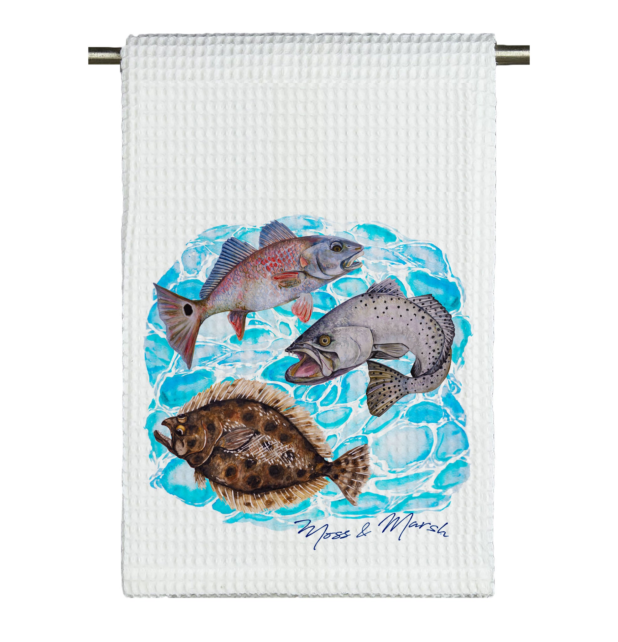 Fish Watercolor Microfiber Tea Towel