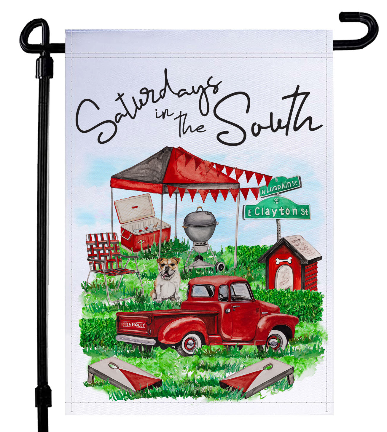 Saturdays in the South Garden Flag Watercolor Print