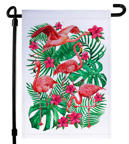 Flamingo Garden Flag Watercolor Print