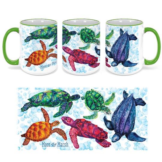 Sea Turtle Mug 15oz - Ceramic Watercolor