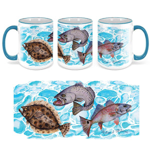 Savannah Slam Fish Mug 15oz - Ceramic Watercolor