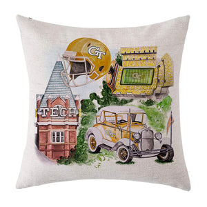 Georgia Tech Watercolor Pillow