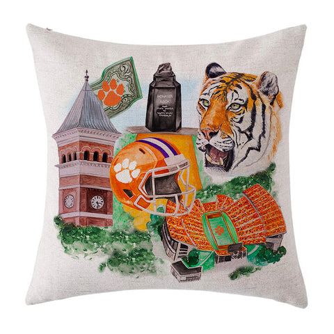 Clemson University Watercolor Pillow