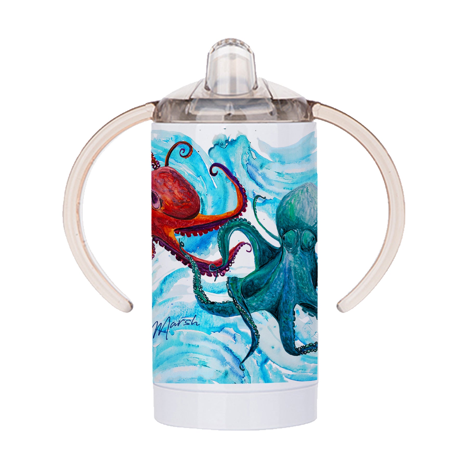 Octopus Sippy Cup - Stainless Steel Watercolor