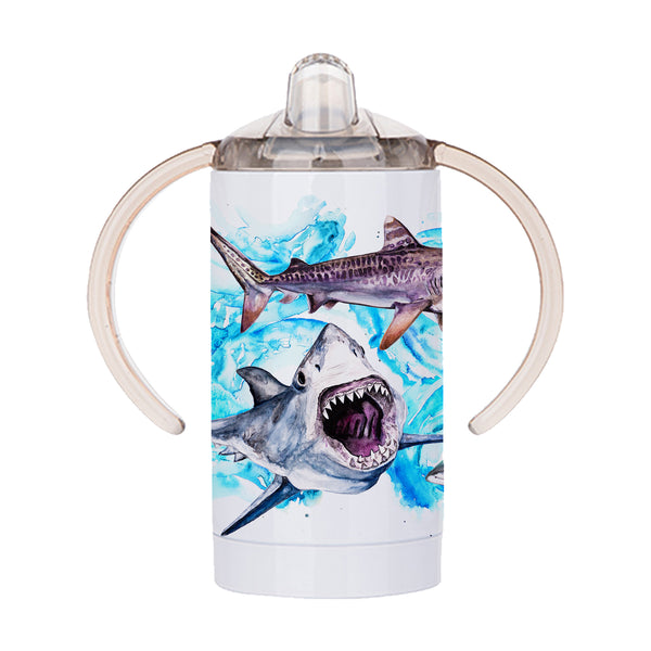 Shark Sippy Cup - Stainless Steel Watercolor