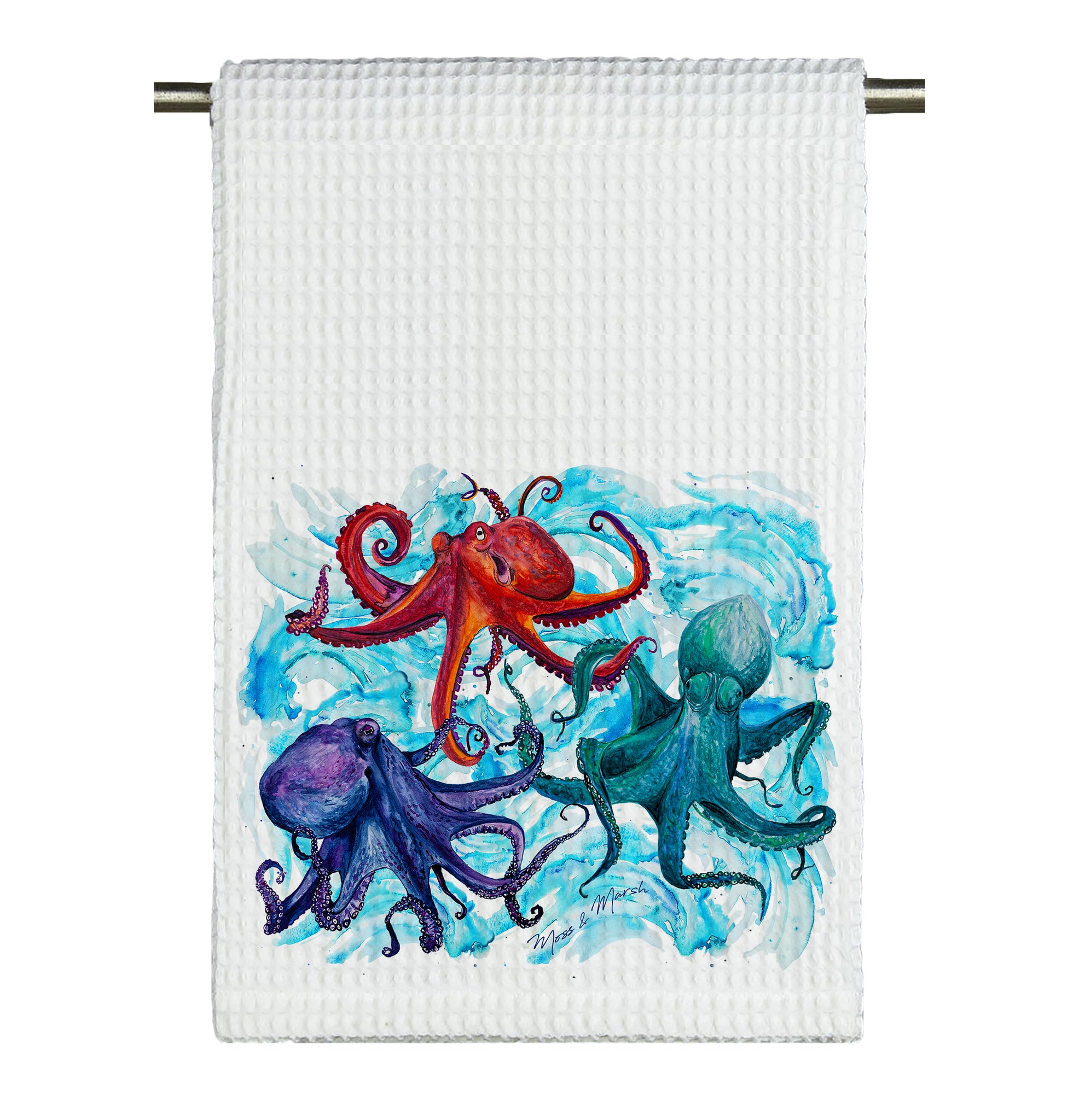 Octopus Watercolor Microfiber Tea Towel