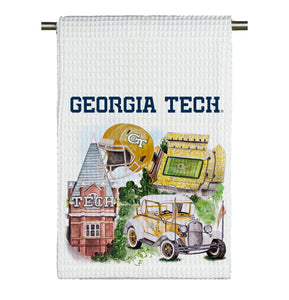 Georgia Tech Watercolor Tea Towel