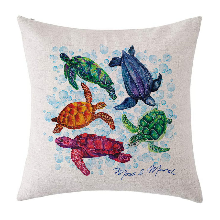 Sea Turtle Pillow - Watercolor Print