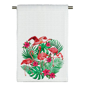 Flamingo Watercolor Microfiber Tea Towel